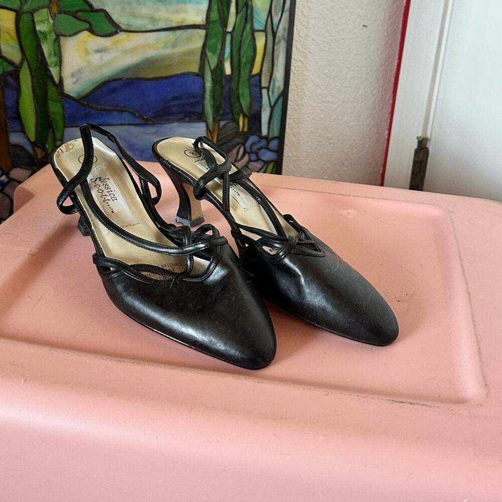 jessica scott black kitten heels vintage shoes